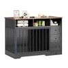 48'' High Quality Wood Dog Crate Furniture with Bowl & Storage Drawers  for Small Medium, Black - 2 of 4
