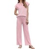 Ekouaer Striped Lounge Set 2 Piece Sweater Matching Outfits Travel Knit Clothing Sets for Women - 2 of 4