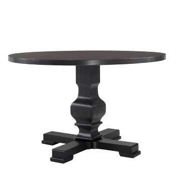 47" Bence Round Pedestal Dining Table Black - Carolina Chair & Table
