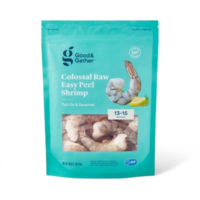 Colossal Easy Peel Tail On & Deveined Raw Shrimp - Frozen - 13-15ct/16oz - Good & Gather™