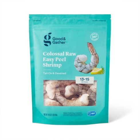 Colossal Easy Peel Tail On & Deveined Raw Shrimp - Frozen - 13-15ct/16oz - Good & Gather™ - image 1 of 3