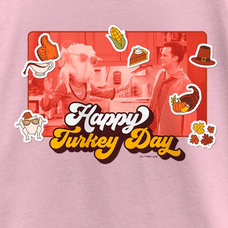 Girl's Friends Happy Turkey Day Scene T-Shirt, 2 of 5