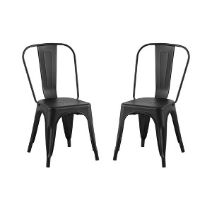 IHOMEADORE 18Inch Matte Black Industrial Metal Dining Chairs set of 2 - 1 of 4