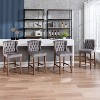 Garvee Wood Legs Nailhead-Trim Tufted Armless High Back Dining Chairs Velvet Upholstered Bar Stools for Restaurant Living Room Kitchen, Set of 2 Pcs - 4 of 4