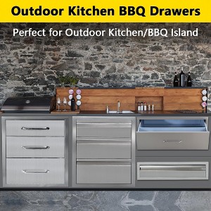 Garvee  Outdoor Kitchen Drawers, Stainless Steel Access BBQ Drawers with Flush Mount Handle - 1 of 4