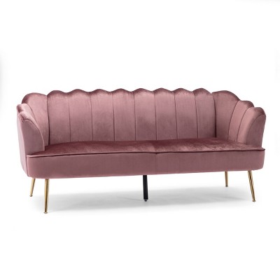 NicBex 3 Seater Sofa Couch with Deep Seat & Armrest Modern Upholstered Velvet Sofa with Metal Legs for Living Room