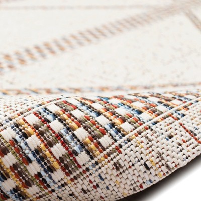 Ivory Diamond Flat Woven Synthetic Indoor/Outdoor Rug 1'11" x 7'6"
