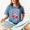 Simply Sage Market Patriotic Cherries Checkered Garment Dyed Tee - 2 of 4