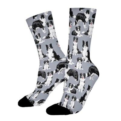 Border Collies Blue Women Printed Crew Socks Funny Funky Socks Soft Polyester Novelty Gifts for Artists Men