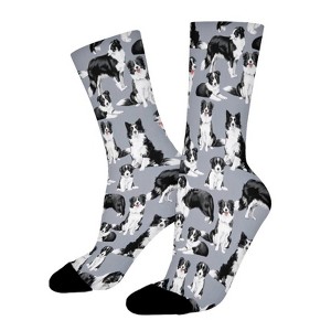 Border Collies Blue Women Printed Crew Socks Funny Funky Socks Soft Polyester Novelty Gifts for Artists Men - 1 of 1
