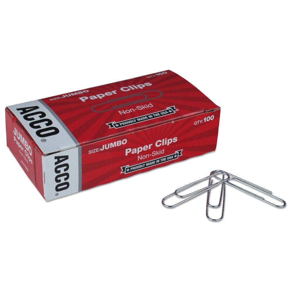 UPC 050505725854 product image for ACCO Nonskid Economy Paper Clips, Steel Wire, Jumbo- Silver (100 per Box, 10 Box | upcitemdb.com