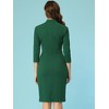 Allegra K Women's Front Tie Neck 3/4 Sleeve Work Bodycon Dress - 3 of 4