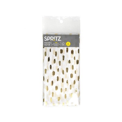 6ct Pegged Gift Packaging Tissues Gold Foil Brush Dots on White - Spritz™