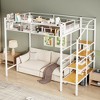 Sapphtopaz Metal Twin Size Loft Bed with Upper Grid Storage Shelves Space-Saving Storage Loft Bed with Storage Stairs, Bed Frame for Small Space - 4 of 4