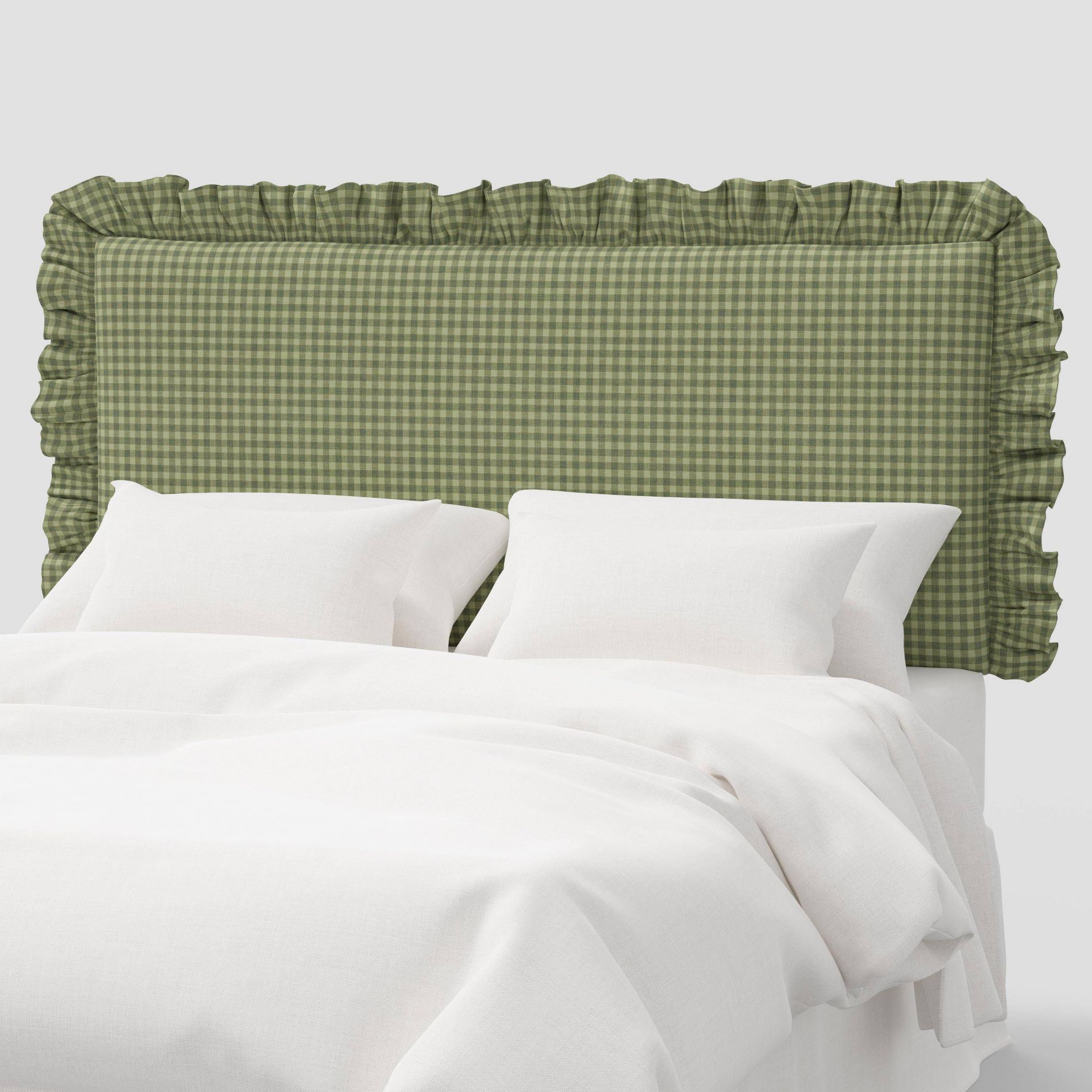 Queen Ruffled Wall Mounted Headboard in Whitaker Gingham Sage - Threshold™ designed with Studio McGee