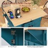 QingMoon Large Kitchen Island Cart with 2 Drop Leaf, Power Outlet, Storage Cart on 5 Wheels with 3 Drawers, with Spice & Towel Rack, for Kitchen - 3 of 4