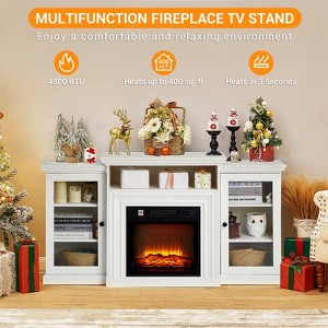 60in Tempered Glass TV Cabinet  Fireplace ，Adjustable Flame Brightness, 8in Core - 1 of 4