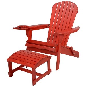 Jiallo Foldable Adirondack Chair with cup holders with Ottoman - 1 of 4
