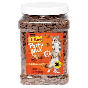 Friskies Party Mix Canister with Chicken, Liver & Turkey Cat Treats - 30oz - 1 of 4