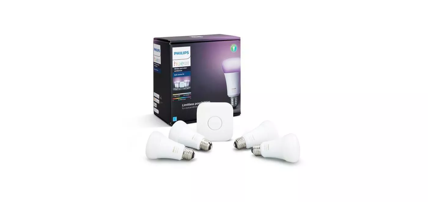 Hue 4pk White and Color Ambiance A19 LED Smart Bulb Starter Kit