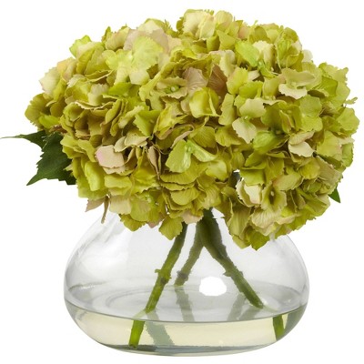 Elegant Blue Hydrangea Arrangement in Illusion Water Vase