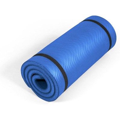 Extra Thick 1-Inch Yoga Mat, High Density Non-Slip Exercise Mat with Strap for Home Gym, Pilates, Workouts, Multiple Size Options