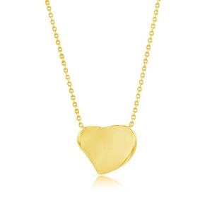 Bella Silver Sterling Silver, Polished Heart Necklace - Gold Plated - Gold - 16+2 Inch - 1 of 2