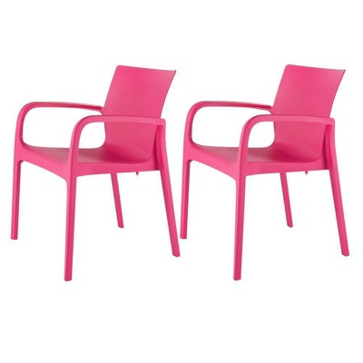 Alissa 2pk Stackable Outdoor Arm Chairs Pink Lagoon Target