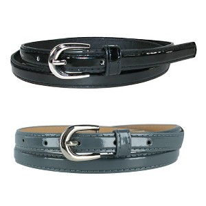 CTM Women's Skinny 1/2 Inch Dress Belt (Pack of 2 Colors) - 1 of 4
