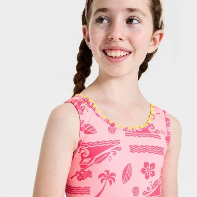 Moana Girls' Disney Moana 2pc Floral Printed Swim Set - Pink XS — фото 3