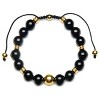 West Coast Jewelry Men's Onyx Stone and Gold Plated Stainless Steel Bead Adjustable Bracelet (10mm) - 3 of 4
