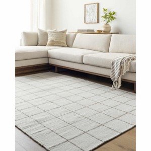 Hauteloom Nissa White Gray Checkered Wool Rug - 1 of 4