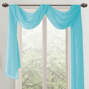 Celine Sheer 55 x 216 in. Sheer Curtain Scarf Valance Aqua - 1 of 1