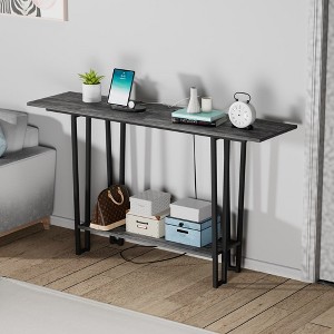 VECELO Couch Side & Console Table with 2 Outlets, 2 USB Ports and Extra Long 9.8 Feet Power Code, Sofa Behind - 1 of 4