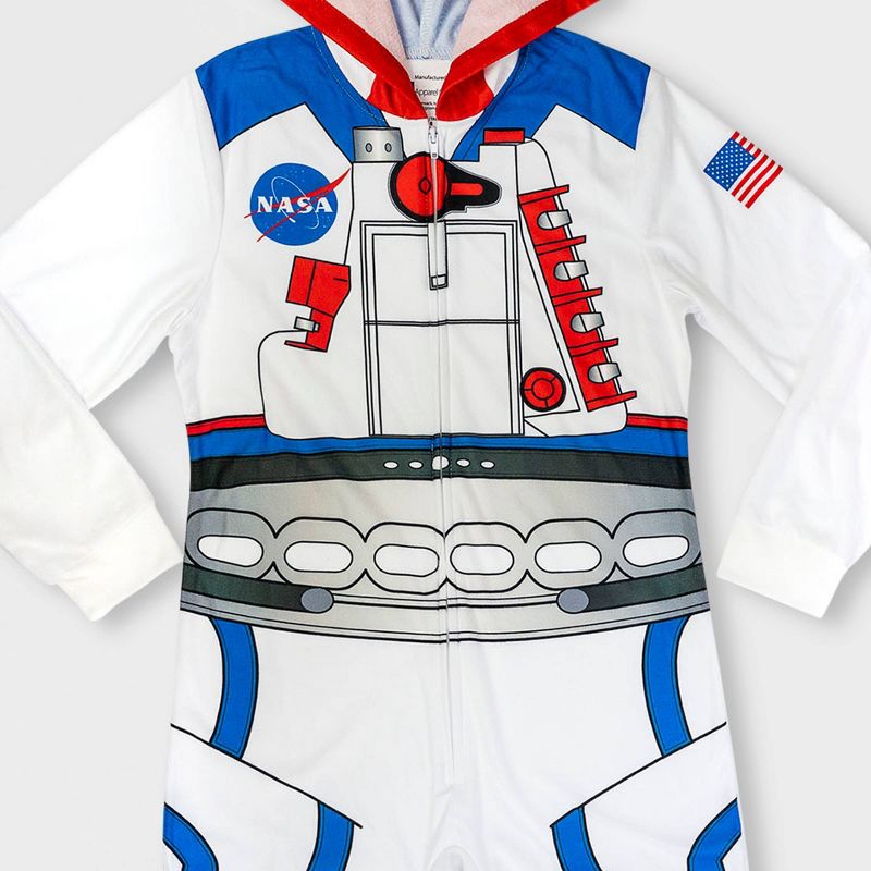 Boys' NASA Astronaut Hooded Union Suit - White, 3 of 4