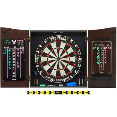 Viper Vault Deluxe Dartboard Cabinet with Shot King Sisal Dartboard and Illumiscore Scoreboard