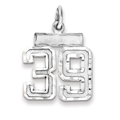 Black Bow Jewelry Sterling Silver, Varsity Collection, Small D/C Pendant, Number 38