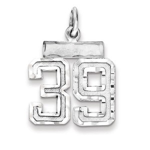 Black Bow Jewelry Sterling Silver, Varsity Collection, Small D/C Pendant, Number 38 - 1 of 4