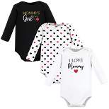 Hudson Baby Infant Girl Cotton Long-Sleeve Bodysuits, Girl Mommy Red Black 3-Pack