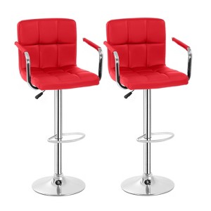 BestMasssage Bar Stools Set of 2 Adjustable Bar Stool Bar Chairs, Red - 1 of 4