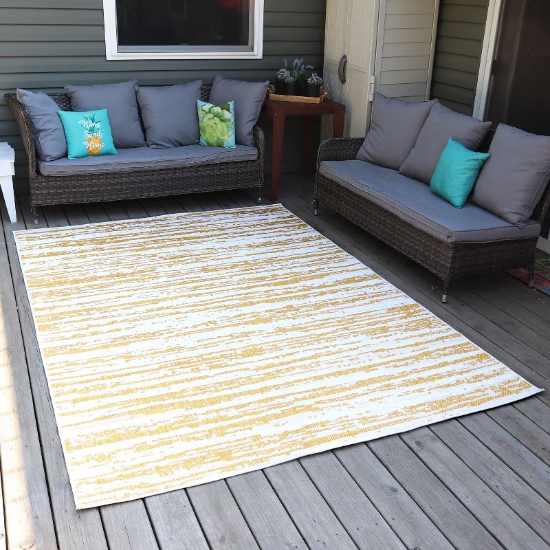 Sunnydaze Abstract Impressions Indoor and Outdoor Patio Area Rug in Golden Fire - 7 Ft. x 10 Ft., 2 of 10