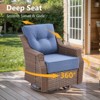 POCASSY 7 Piece 6 inch Thick Upholstered Cushion Patio Furniture Set with Fire Pit Table, All Weather Brown Wicker Outdoor Conversation Set for Deck - 4 of 4