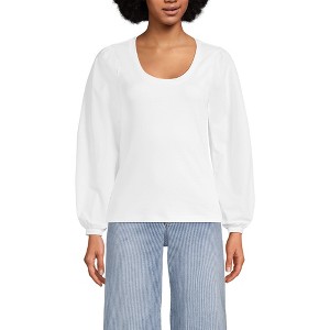 Lands' End Women's Supima Interlock Scoop Neck Blouson Sleeve Top - 1 of 3