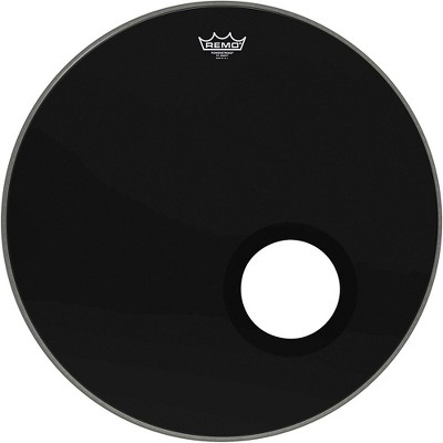 Remo Ebony Powerstroke 3 Resonant Bass Drum Head with 5 Port Hole Ebony 24 in.