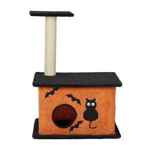 Gulches Orange Black 33 inch Halloween Cat Tree Small Large Cats MDF Condo Sisal Scratching Post Two Level Perch Tower Furniture - 1 of 4
