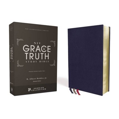 Niv, the Grace and Truth Study Bible, Premium Goatskin Leather, Navy, Premier Collection, Black Letter, Art Gilded Edges, Comfort Print