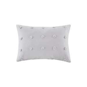 Kay Cotton Jacquard Pom Pom Throw Pillow Gray, Size: Oversize Lumbar
