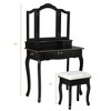 Costway Vanity Makeup Dressing Table Set W/Stool 4 Drawer&Mirror Jewelry Wood Desk Black - 3 of 4