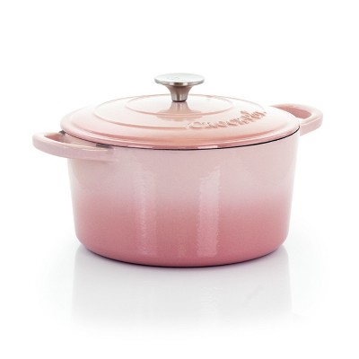 Blush Pink Crock-Pot 5 Quart Round Enamel Cast Iron Covered Dutch