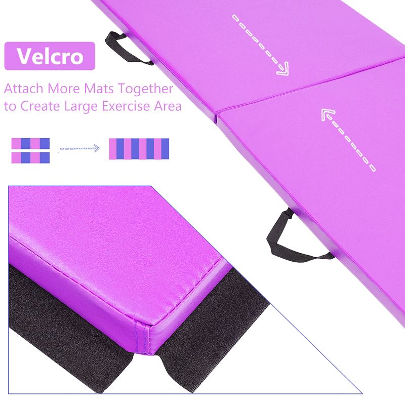 Costway 6'x2' Yoga Mat Folding Exercise Aerobics Stretch Gymnastic w/Handle  Blue\Purple, 5 of 7
